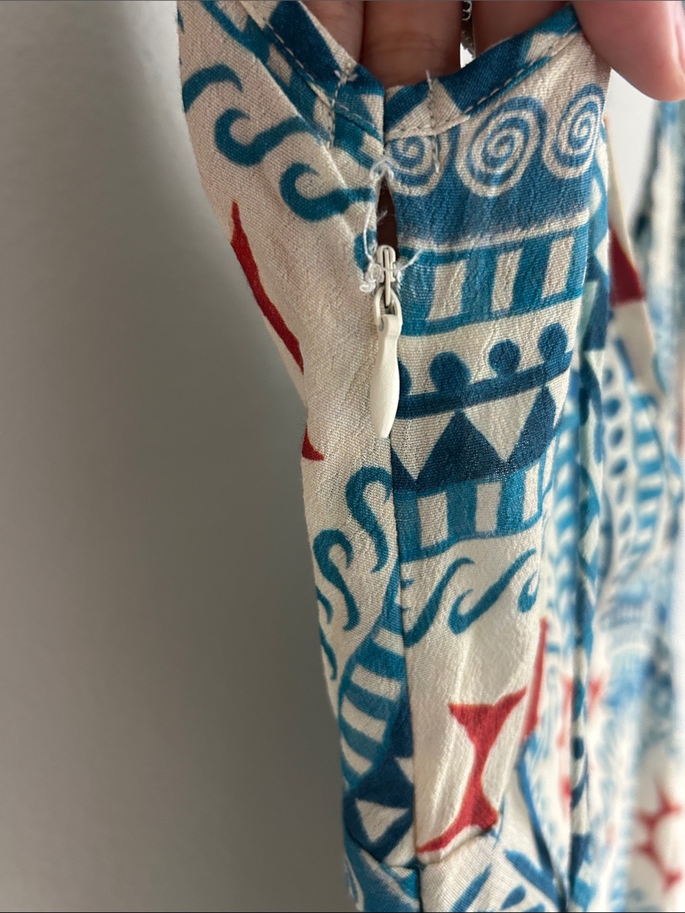 VRG GRL Sleeveless Blue & White V Neck Maxi Dress with Geometric Print - Picture 14 of 15
